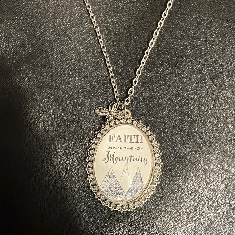 Silver Pendant Necklace with Inspirational Message